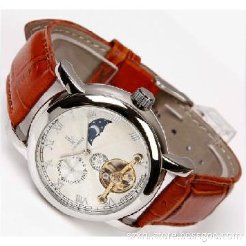 S/S case genuine leather transparent automatic watch XHL-G255